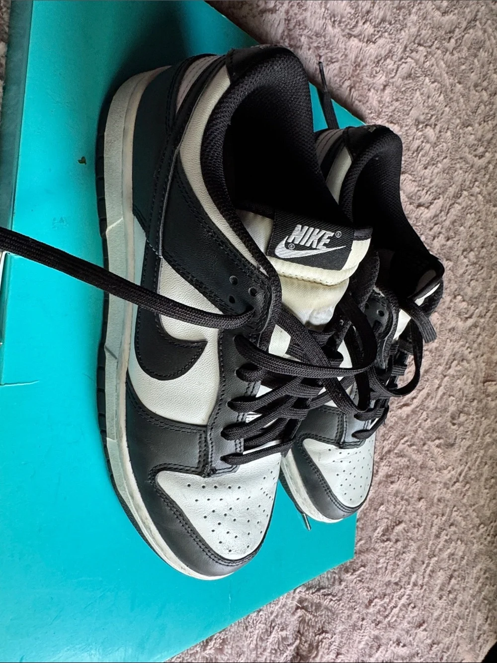 Nike Black and White Low-Top Sneakers with Cream Tongues